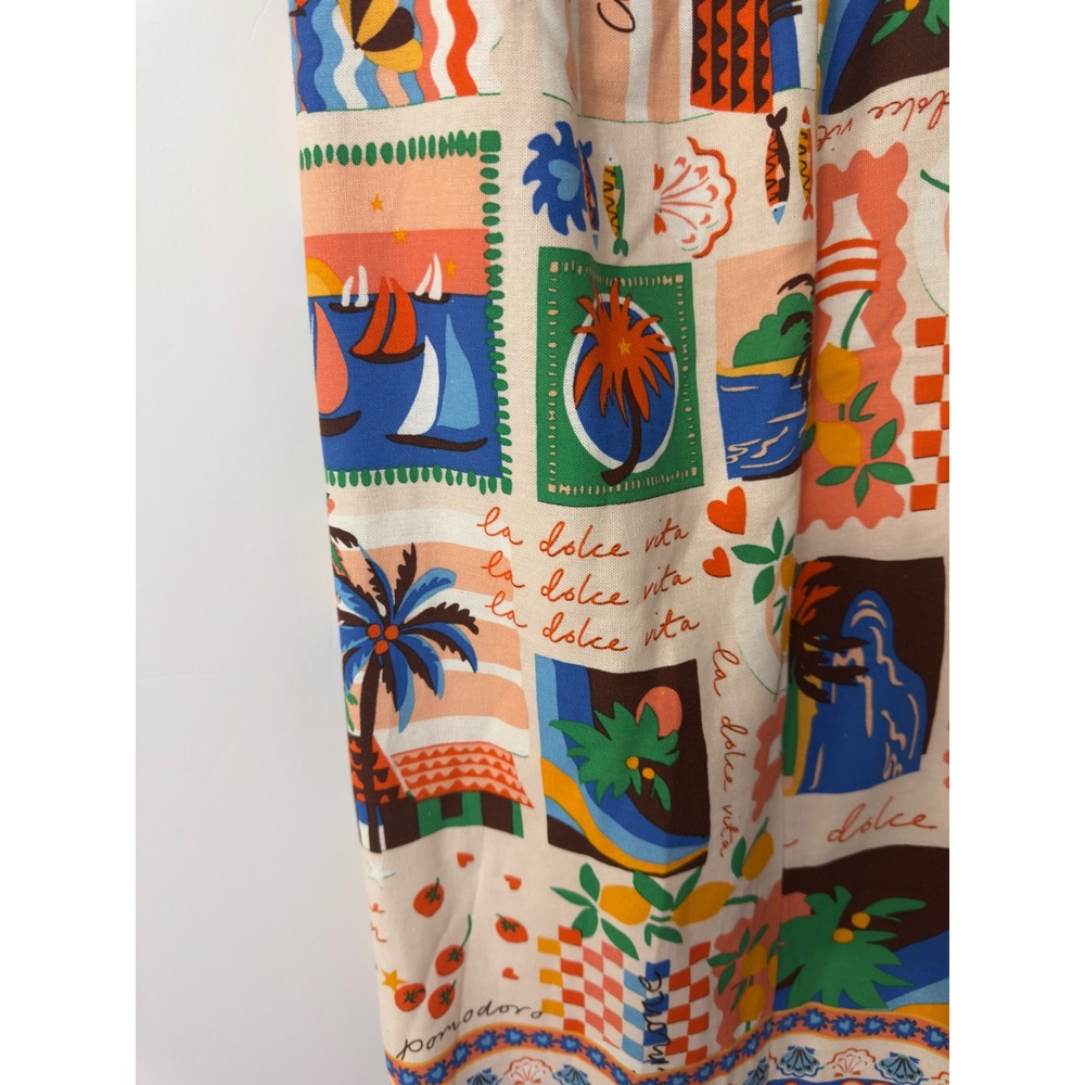 Sugarlips Womens Postcard Print Wide Leg Pants Cropped 3X Boho Mediterranean - Picture 3 of 11